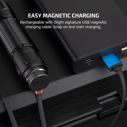 OLIGHT Warrior 3S 2300 Lumens Rechargeable Tactical Flashlight, Compact Dual-Switches LED Bright Light with Proximity Sensor, Powered by Customized Battery for Emergency and Searching (Black)