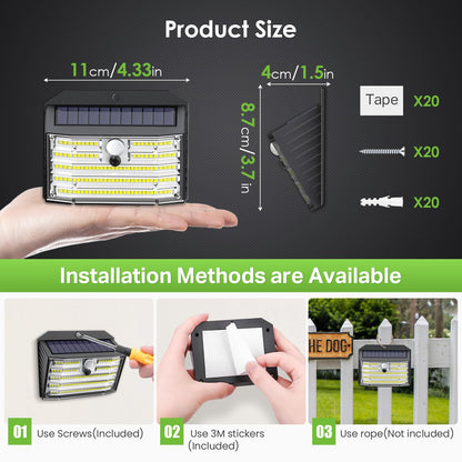 [20 Packs] Solar Motion Lights Outdoor, Ultra Bright Solar Fence Lights with Motion Sensor, IP65 Waterproof Security Light 3 Modes, 270° Lighting Angle, Wall Lights for Deck Patio Fence Garage Door