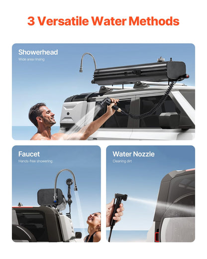 VEVOR Pressurized Water Tank,4 Gal,Lightweight Aluminum Metal,Multi-Dispensing Outdoor Roof Rack Water Tank with 2 Splash-Guard Panels,Versatile Nozzle with Pressurization Port,Fit for Trucks
