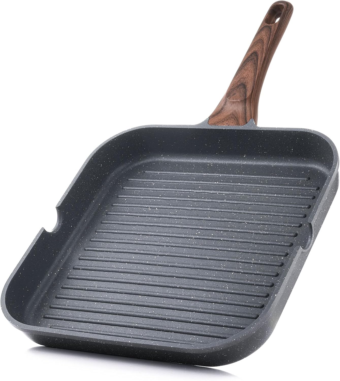 SENSARTE Nonstick Grill Pan - Versatile 9.5 Inch Griddle with Pour Spouts for Indoor & Outdoor Cooking