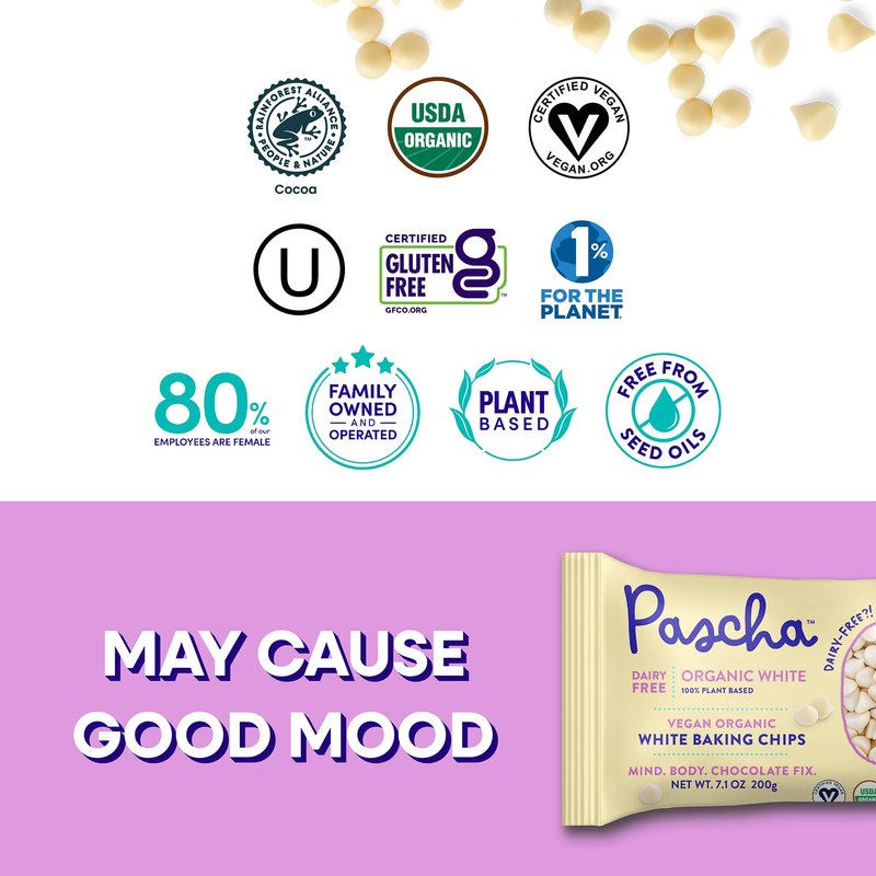 Pascha, Organic White Rice Chocolate Baking Chips, 7.1 Ounce