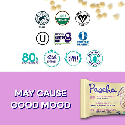 Pascha, Organic White Rice Chocolate Baking Chips, 7.1 Ounce