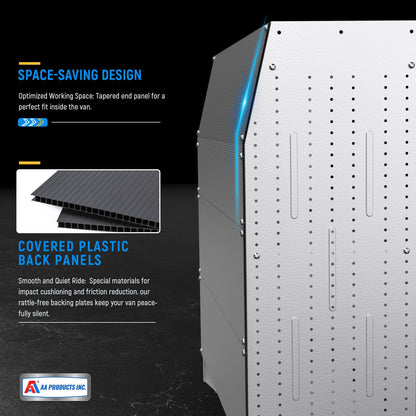 AA Products Model SH-4603-T3 Steel Low/Mid/High Roof Van Shelving Storage System Fits Transit, GM, NV, Promaster and Sprinter, Contoured Shelving Unit, 32" W x 46" H x 16" D