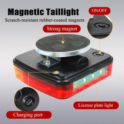 Generic Magnetic Wireless Trailer Tail Lights Kit, IP67 Waterproof, 4.21x4.21in, Red/Amber, Model Leyi07541