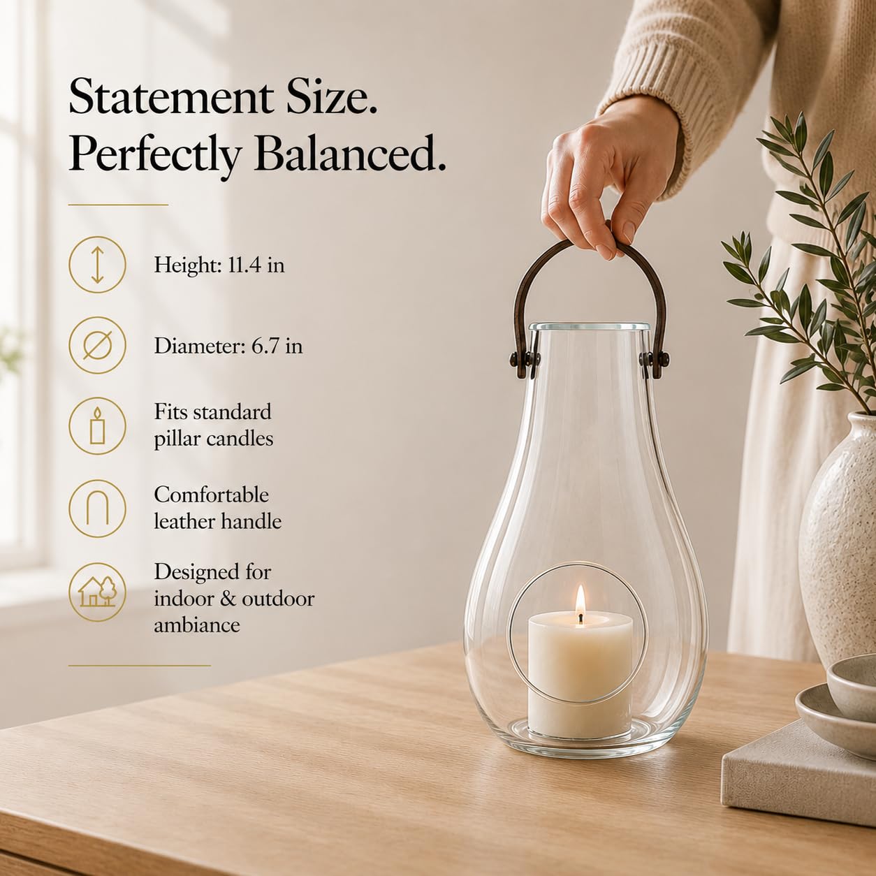 Holmegaard Design with Light Lantern, Clear, 11.4" H x 6.7" D, Designed by Maria Berntsen, Gift Box Included