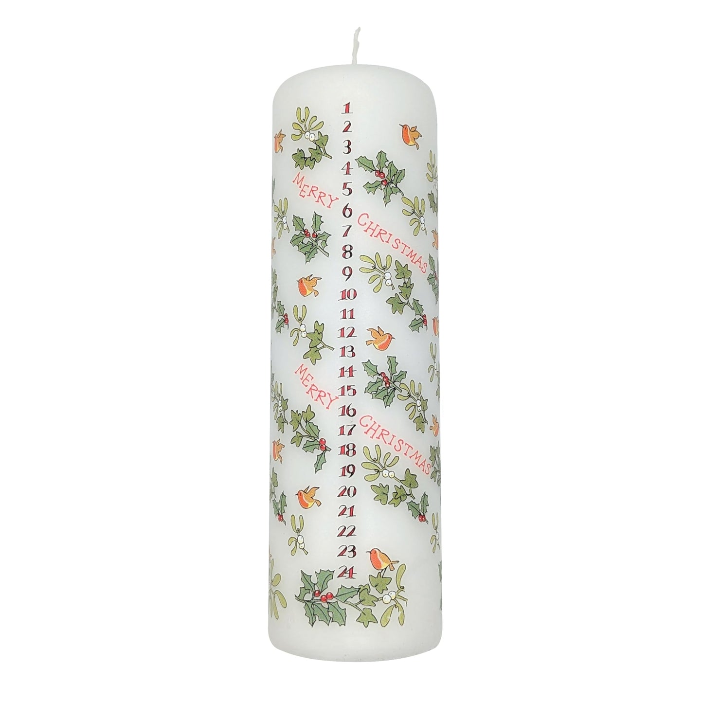 Alison Gardiner Holly and the Ivy Advent Pillar Candle – Unscented Wax Christmas Countdown, 70hr Burn, Handmade in UK – Festive Candle for Table, Mantel & Holiday Décor