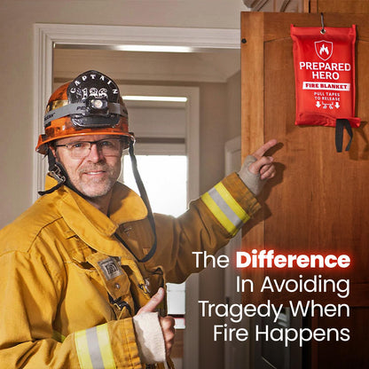 Prepared Hero Emergency Fire Blanket - 8 Pack - Fire Suppression for Kitchen, 39” x 39” Fiberglass Fire Blanket for Home