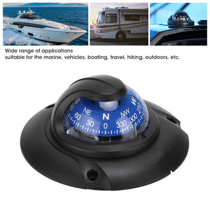 Entatial Flush Mount Compass, Reliable Marine Compass ABS for Travel for Vehicles for Boating for Marine