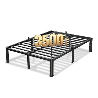 VIPSHOW 18 Inch King Size Bed Frame, 3500Lbs Heavy Duty Metal Platform with Round Corner Legs Mattress Slide Stopper, Steel Slat Support No Box Spring Needed, Noise Free, Non-Slip, Easy Assembly