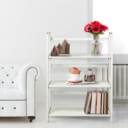 Casual Home 3-Shelf 27.5" Wide Folding Stackable Bookcase, White (New)