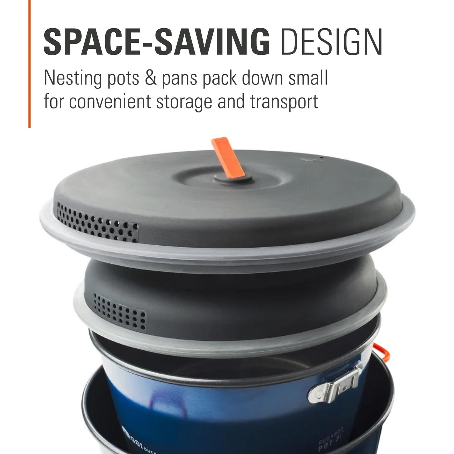 GSI Outdoors Bugaboo Base Camper Large, High-Efficiency Cookset – Ceramic Non-Stick Coated, Includes 5L & 3L Pots, 9" Fry Pan, Accessories