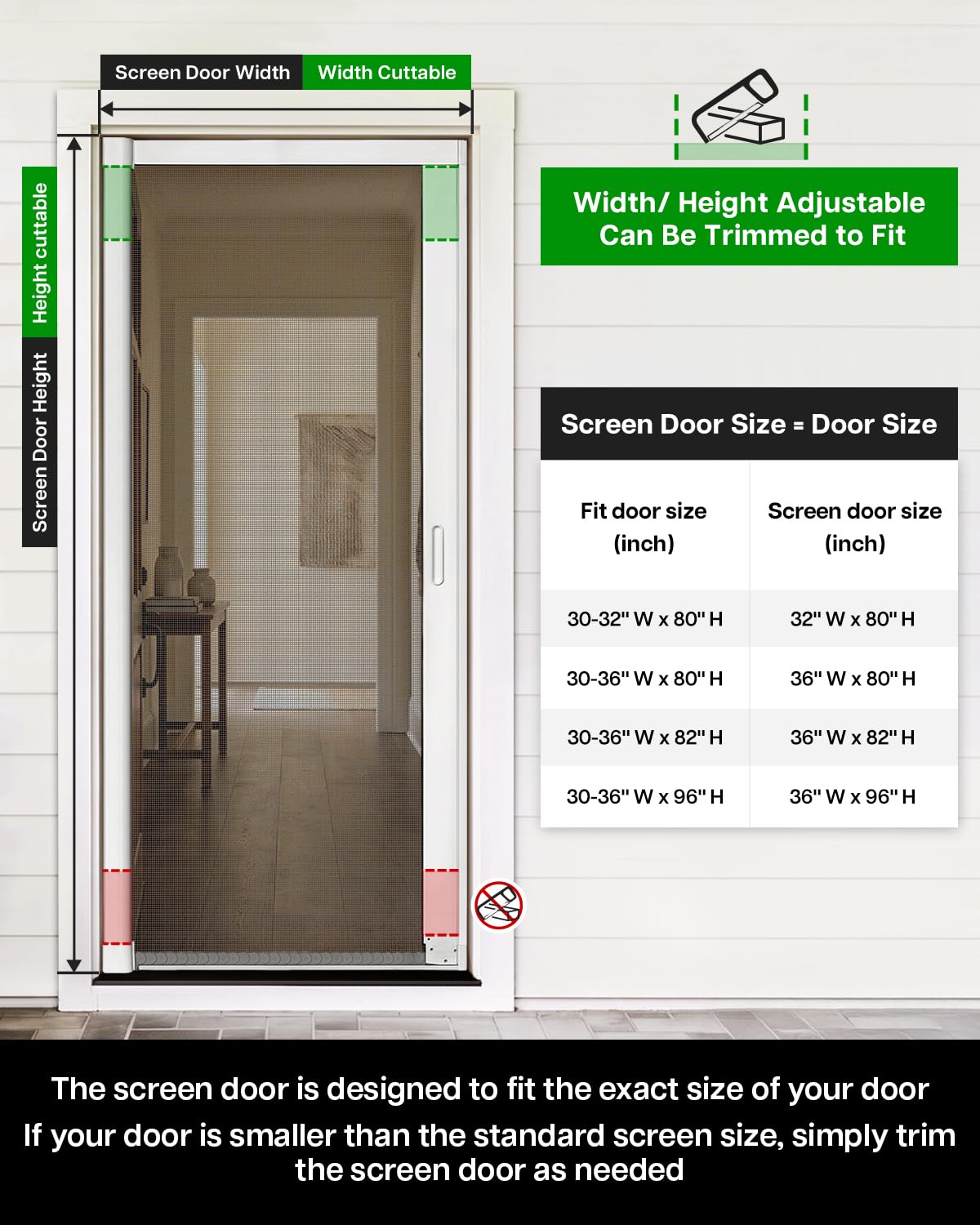 Paramondo Retractable Screen Door for Single Door, Free Stop Sliding Patio Doors - Durable Aluminium Frames with Fiberglass Mesh - White, Size 32''W x 80''H