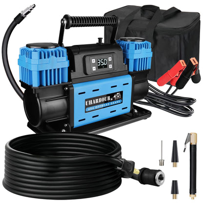 Uharbour 12V Offroad Air Compressor Auto Stop Dual Compressor with Digital LCD Dislplay, 12 Volt 10.6 CFM Off Road Air Compressor Heavy Duty for 4x4 Truck Car SUV with Carrying Bag