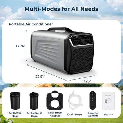 5200 BTU Portable Tent Air Conditioner for Camping, 4-in-1 Air Conditioner for Outdoor Indooer Using, 400W Consumption Quiet Small AC Unit for RV, Truck, Garage