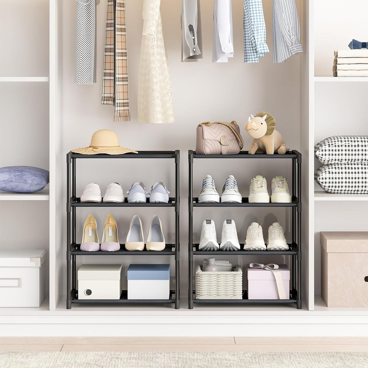 Autonomier 4-Tier Extra Small Shoe Rack - Narrow Stackable Organizer for Kids & Adults | 16.3" Wide