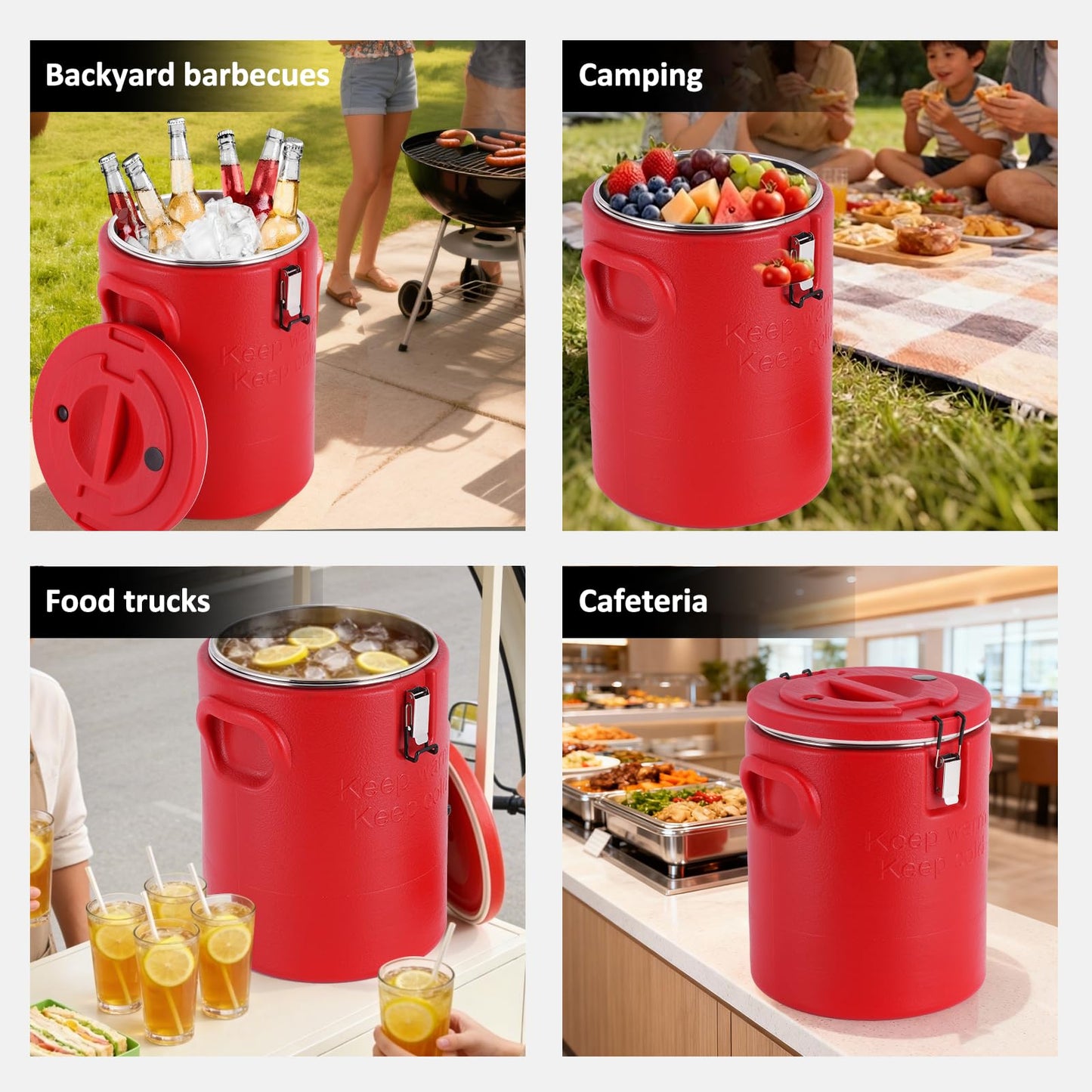 Tragaomx Portable Insulated Soup Container 18Qt Food Warmer Cold/Hot Soup Carrier for Parties Catering Insulated Food Pan Carrier for Buffet