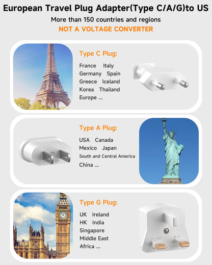 6 USB(2 USB C) Purple Travel Power Strip- 5Ft Lavender Extension Cord with 24W USB Charging Station and 4 Outlets, Purple Desk Accessories with Surge Protector for Cute Kawaii Office Dorm Room