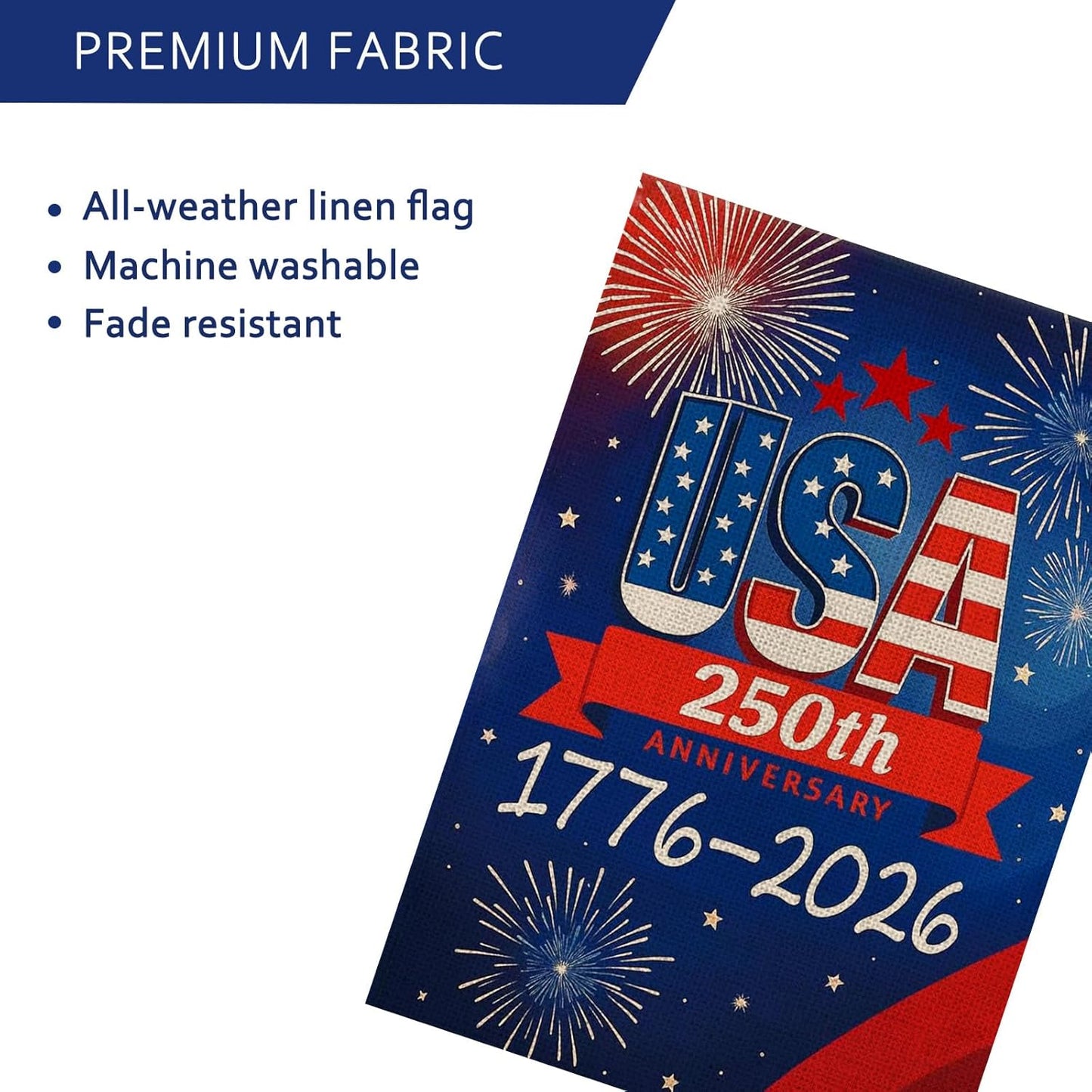 250th Anniversary USA Garden Flag - Double-Sided Waterproof Design | 12x18 Inch Patriotic Decor