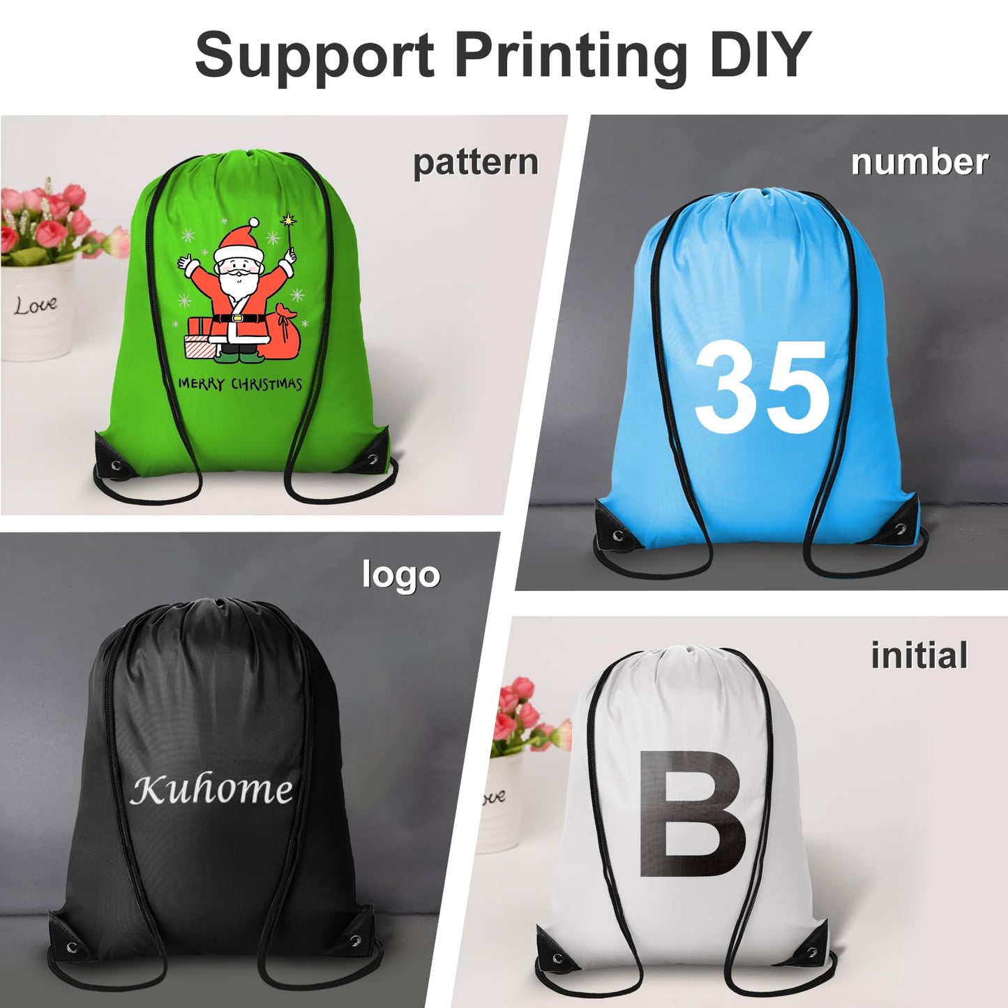 Kuhome 600Pcs Drawstring Backpacks Bulk String Bag Cinch Sack Pack Storage Knapsack Polyester Gift Bags Sports Drawstring Bags for Trip Gym Party Bags(20 Colors)
