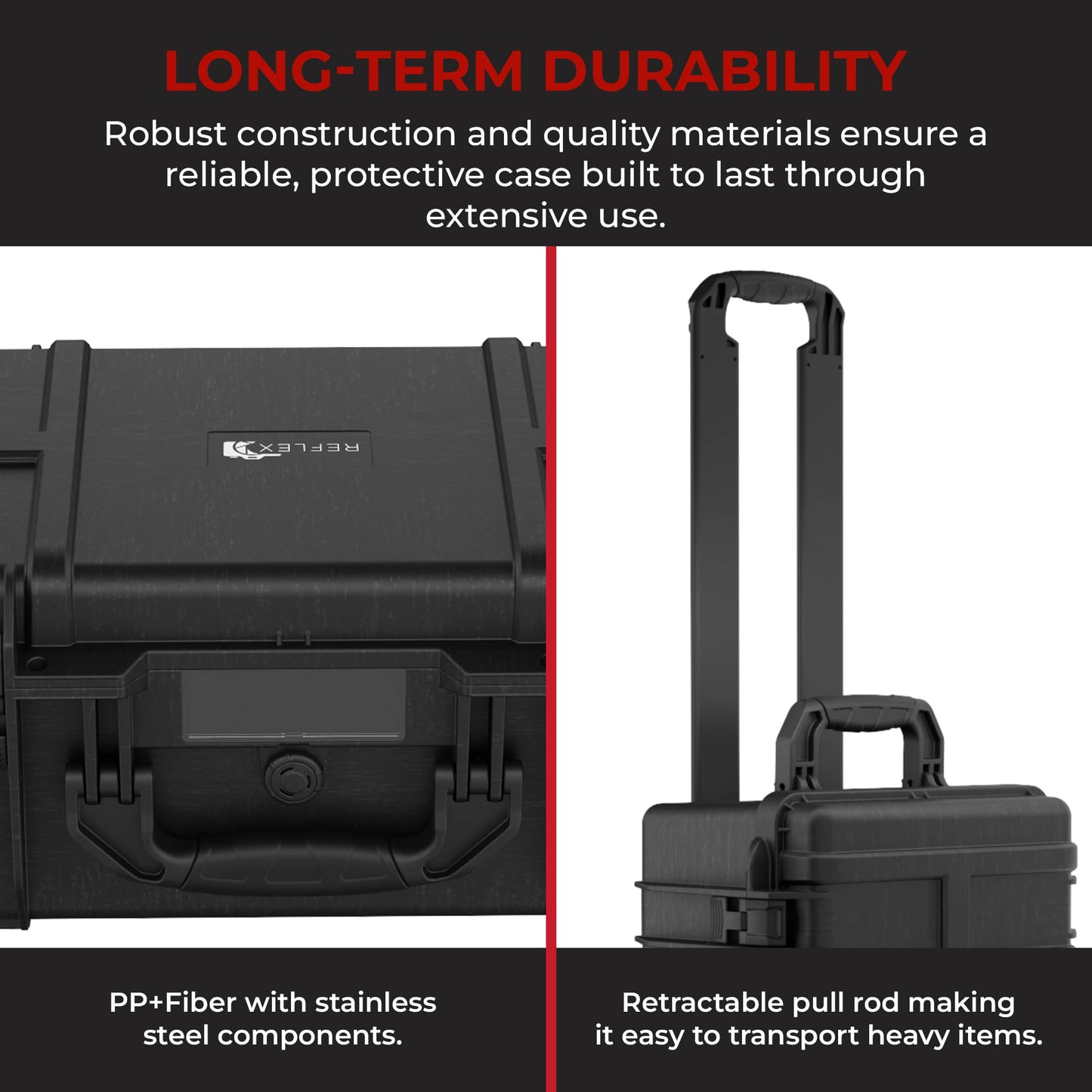 Reflex Camera Large Protective Hard Camera Case suitable for Drones, Lens, DSLR & Guns. Smooth Rolling Wheels, Waterproof IP67, Shockproof (Rolling Hard Case with Foam)