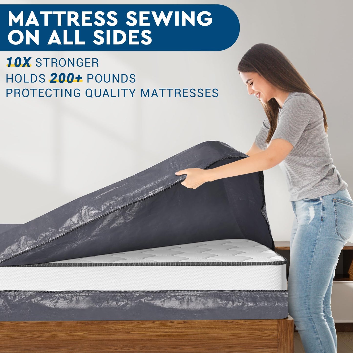 StorageRight Mattress Bags for Moving, 2 Pack King Size Moving Bag, Extra Thick Mattress Bags for Storage, Heavy Duty Mattress Cover for Moving with Handles, Reusable Mattress Storage Bag