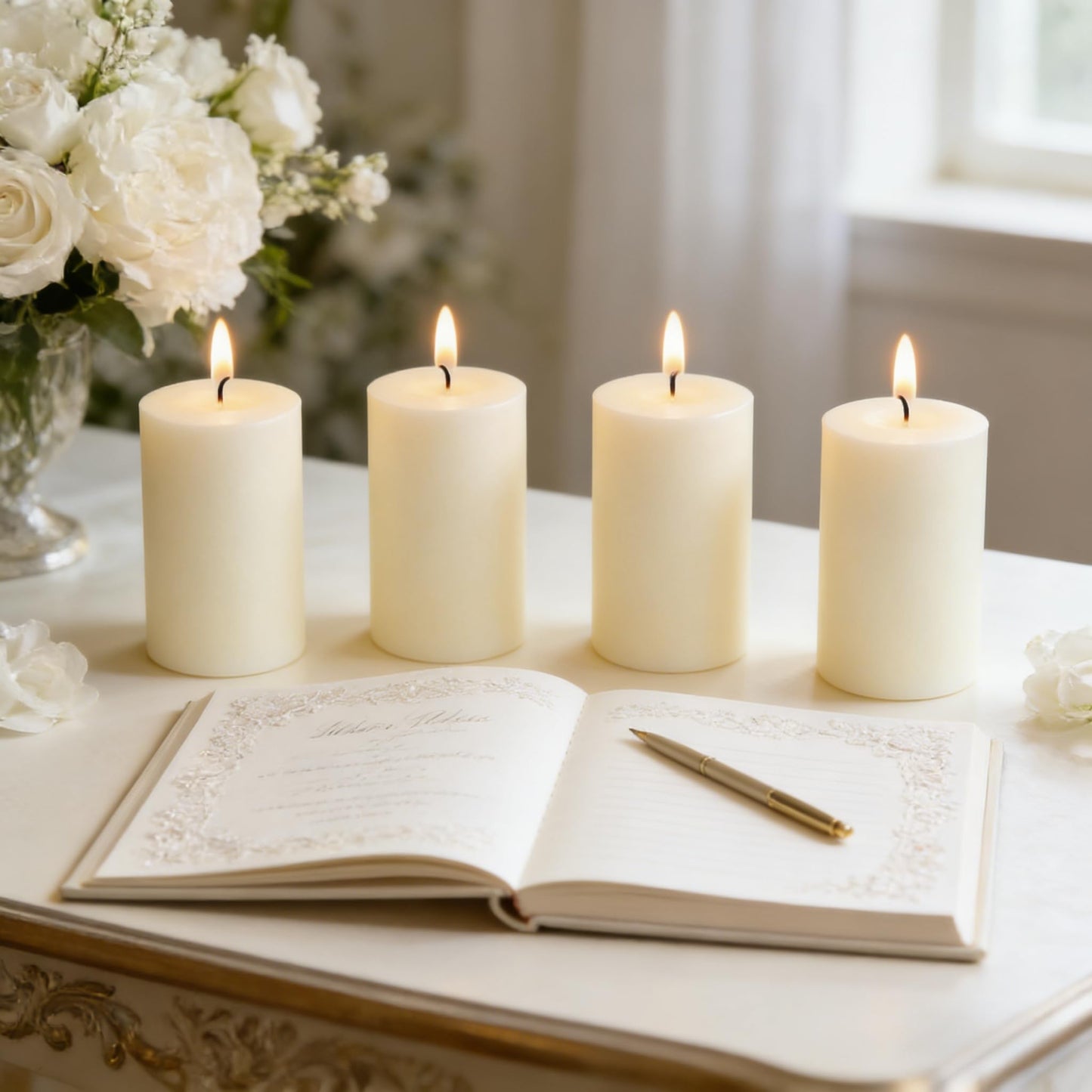 4 Pack Ivory Pillar Candles, 2x4 Inch, Long-Lasting, Dripless and Smokeless Unscented Candles, Ideal for Home Décor, Parties Weddings and Relaxation