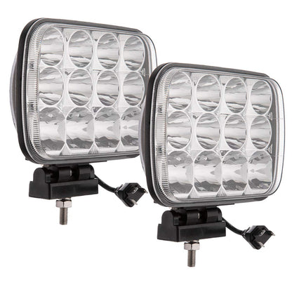 Lightronic 5x7 inch Rectangular Off-Road LED Headlight for Jeep & Truck, 6000K Cool-White, Flood & Spot Combo Beam, Plug & Use H4 Connector, IP68 Waterproof/Dustproof, 12V/24V DC, 2-Pack
