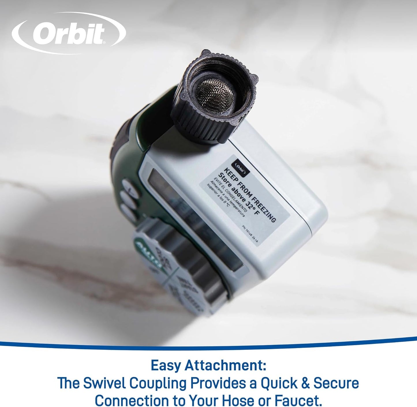 Orbit Programmable Digital Hose Watering Timer - Battery Powered with LCD Screen | 1 Outlet, Rain Delay Feature