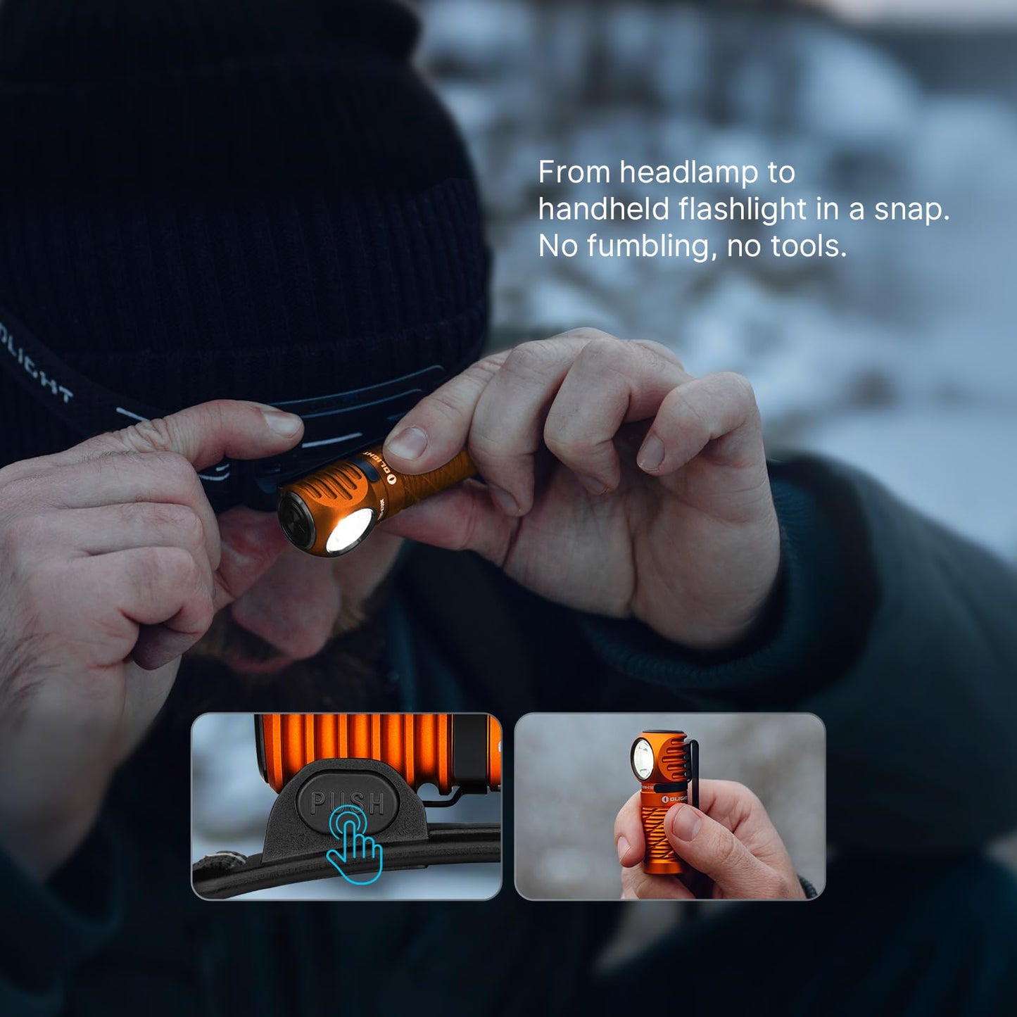 OLIGHT Perun 3 Mini Headlamp 1250 Lumens LED Head Flashlight Bundle with iUltra Rechargeable EDC Flashlight