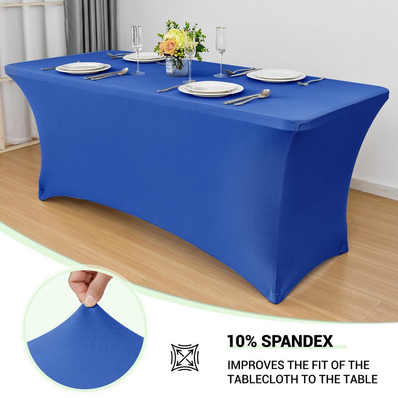 Obstal 5ft Stretch Spandex Table Cover for Standard Folding Tables - Universal Rectangular Fitted Tablecloth Protector for Wedding, Banquet and Party