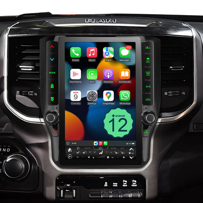 CRUIOLUT 8 Cores 4+64G Radio Upgrade,2019-2024 for Dodge Ram 1500 2500 3500 Truck Car Radio Upgrade,12 inch Vertical Touchscreen Support Wireless CarPlay Android Auto GPS Bluetooth FM SWC(12 inch)