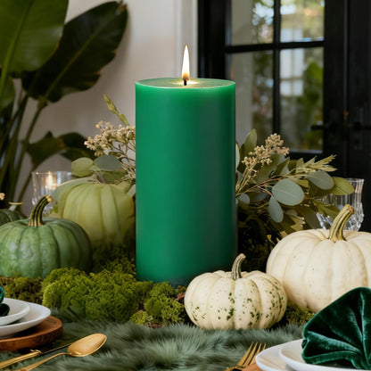 2.8x6 Inch Soy Pillar Candles 270 Hours Long Burning Natural Soy Wax Candles Smokeless Green Pillar Candles Dripless Handmade Pillar Candle for Home Wedding Table, 3 Pack