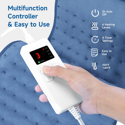 Heating Pad for Back, Large Heating Pads for Body Muscle Pain Cramps Relief, 6 Heat Settings Machine Washable Electric Heating Pad, Birthday Christmas Gifts for Women Mom
