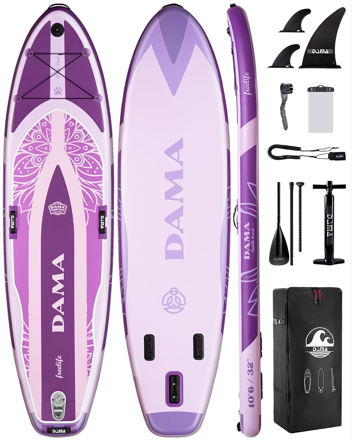 DAMA Premium Yoga&Pets Inflatable Stand Up Paddle Board, 33” Extra Wide Sup Board for Adult on Water, 330lbs Yoga Boardd with Durable SUP Accessories & Carry Bag