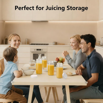 Ruckae 16oz 10 Pack Glass Juice Bottles with Dual Scale, Reusable Glass Bottles with Hole Lids and Straws Mason Jar for Juicing, Smoothies, Kombucha - Water Bottle for Fridge or Gym (Gold)