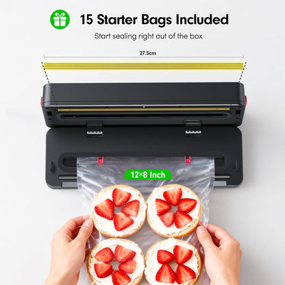 Skiennix Portable Vacuum Sealer - 75kPa Suction for Food Storage | 4000mAh Rechargeable Battery, Dry & Moist Modes