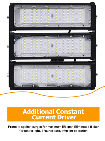 WERISE 150W Flood Lights Outdoor, IP66 Waterproof 30000LM 200LM/W Super Bright LED Stadium Light with Plug, 6000K Daylight White 100-277V Security Floodlight Lighting for Yard Parking Lot