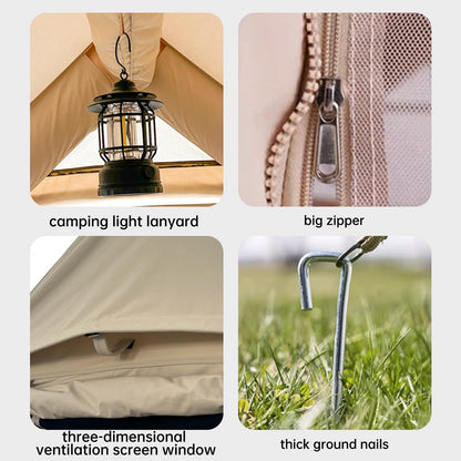 Inflatable Camping Tents with Hand Pump, Air Glamping Tents, Easy Setup Waterproof and Windproof Blow up Tent, 4 Seasons Oxford Cabin Tent with Mesh Window & Stove Jack. (13 * 10ft)