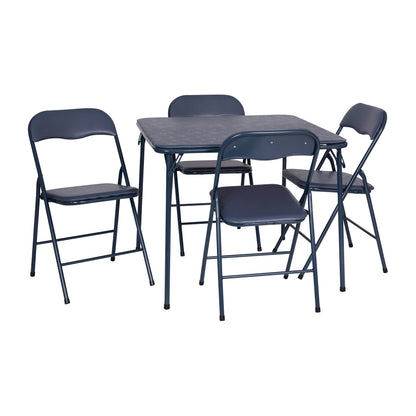Flash Furniture Madison 5-Piece Folding Card Table and Chairs Set, Portable Event Table and Chairs Set for Indoor and Outdoor Gatherings, Navy
