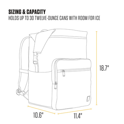 Carhartt Thick Foam Fully Insulated Cold Front Coolers, Premium Ice Retention, Durable Water Resistant Material W/Front Zippered Pocket, 30 Can Cooler Backpack, Tarmac