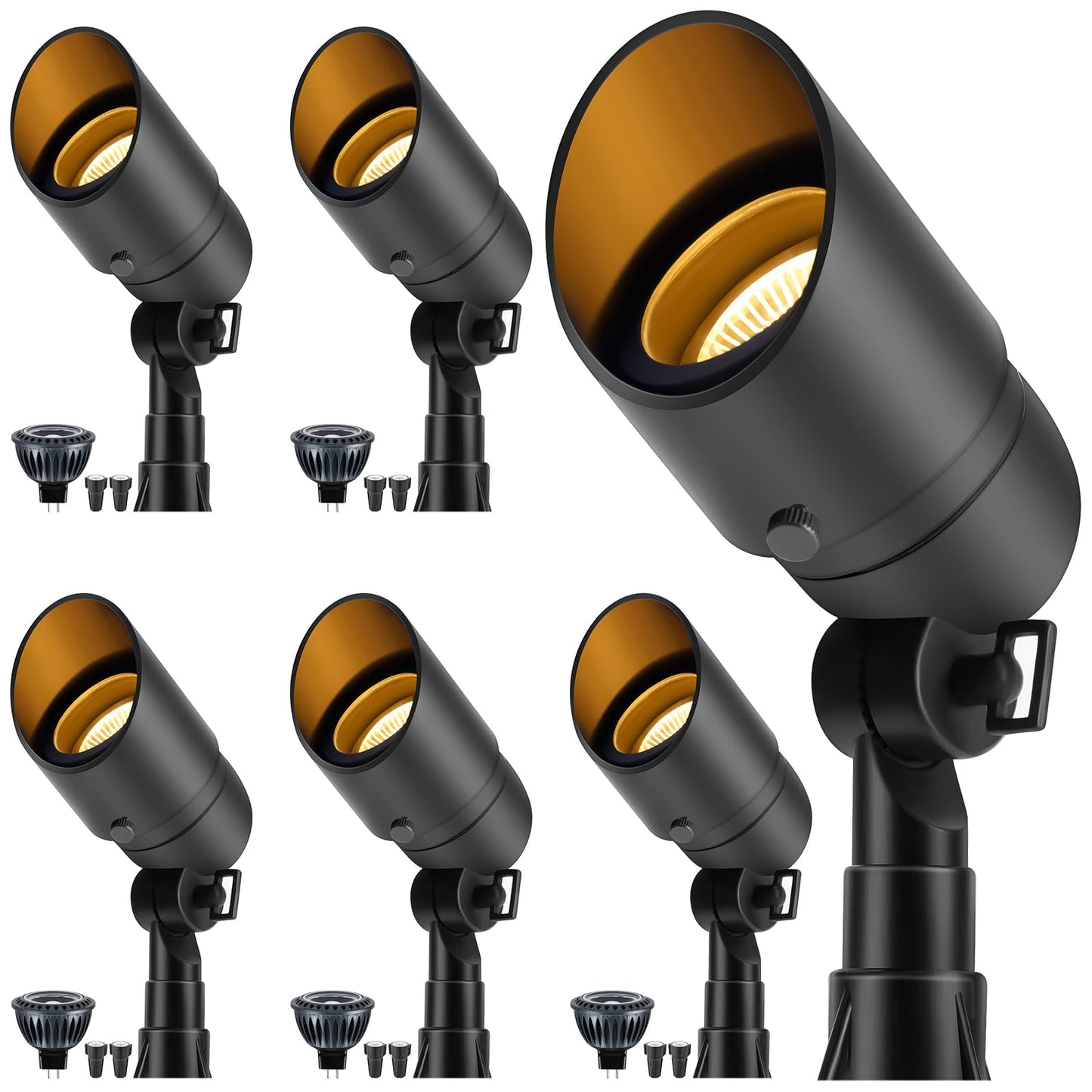 Gardencoin Low Voltage Landscape Spotlight, 12V LED Outdoor Landscape Lighting, Landscape Spot Lights Wired for Garden and Yard, Aluminum Up Lighting Fixture with 5W MR16 Replaceable Bulb (6 Pack)