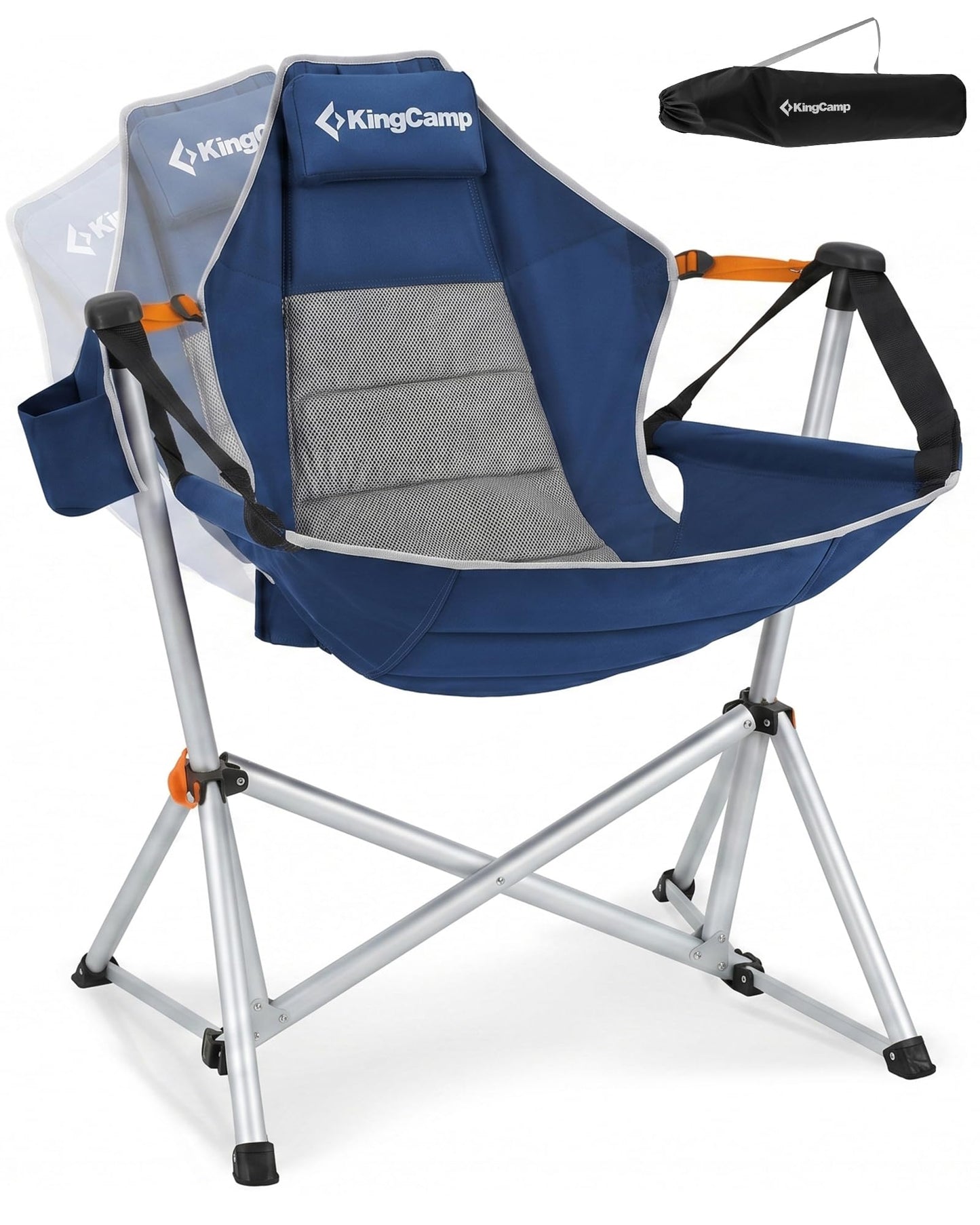 KingCamp Hammock Camping Chair, Swinging Portable Camp Chairs for Adults, 400lbs Heavy Duty Oversized Folding Rocking Chair with Adjustable Recline, Aluminum Alloy Frame for Outdoor Patio Beach Sport