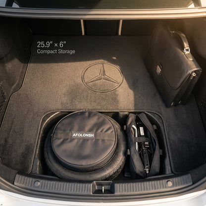Spare Tire Kit Compatible with 2015-2026 Mercedes C‑Class & CLA‑Class (Except C63 S) | 125/80R18 Compact Spare Wheel with 18x4.5 Rim | Complete Roadside Kit Includes Jack, Lug Wrench & Storage Bag