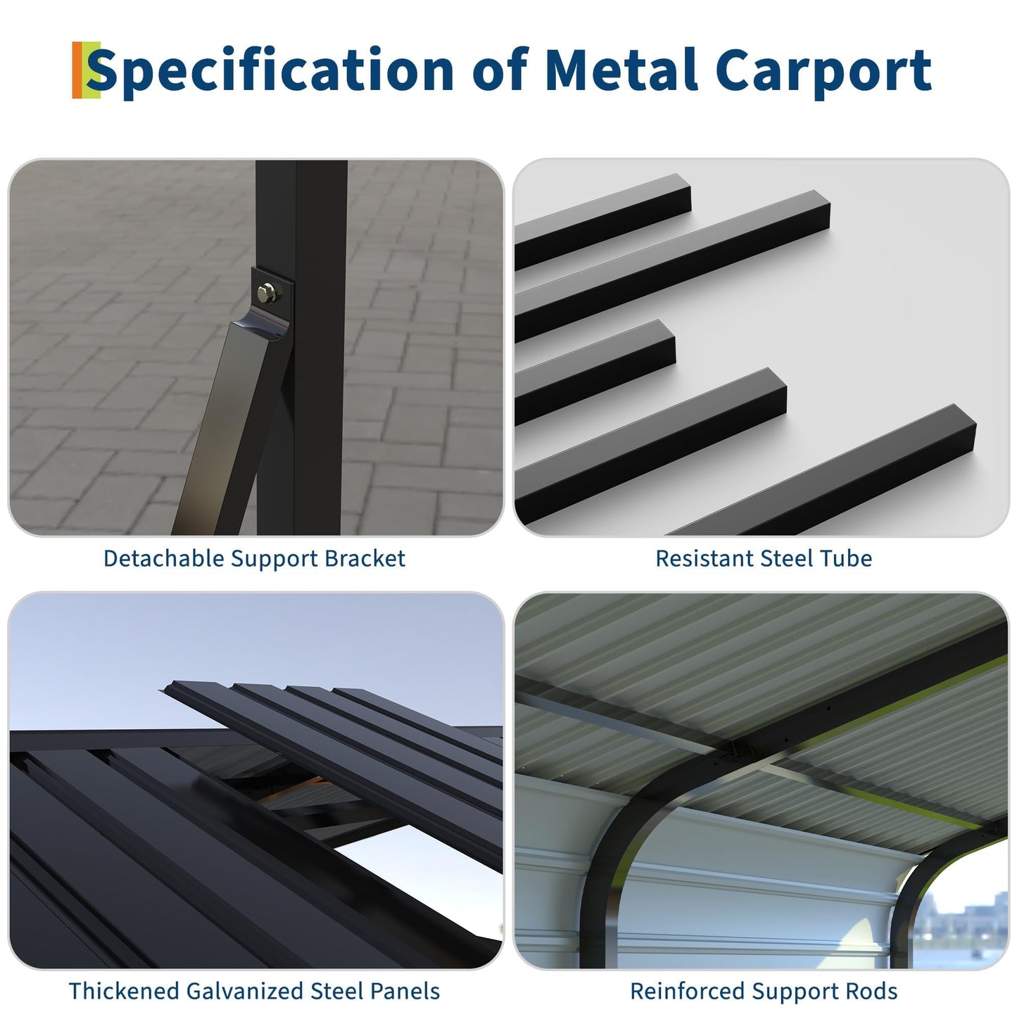 GarveeLife 12x20 FT Heavy Duty Metal Carport, All-Weather Portable Garage 12x20 with Galvanized Steel Frame & Roof Kit, Wind & Snow Resistant Shelter for Cars, Trucks, Boats, Outdoor Use