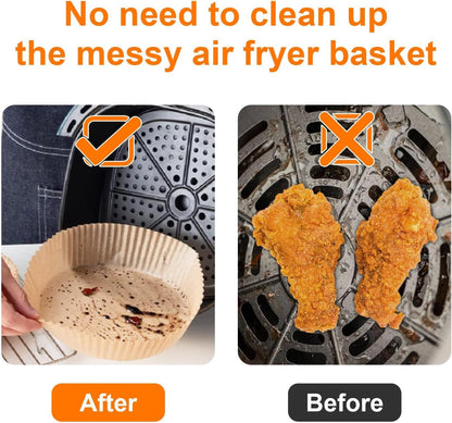 SIUDANGKA Mini Air Fryer Liners - 100 Pcs Non-Stick Parchment Paper Pads for 2QT Air Fryers | Compatible with Ninja, COSORI, Instant Vortex, CHEFMAN