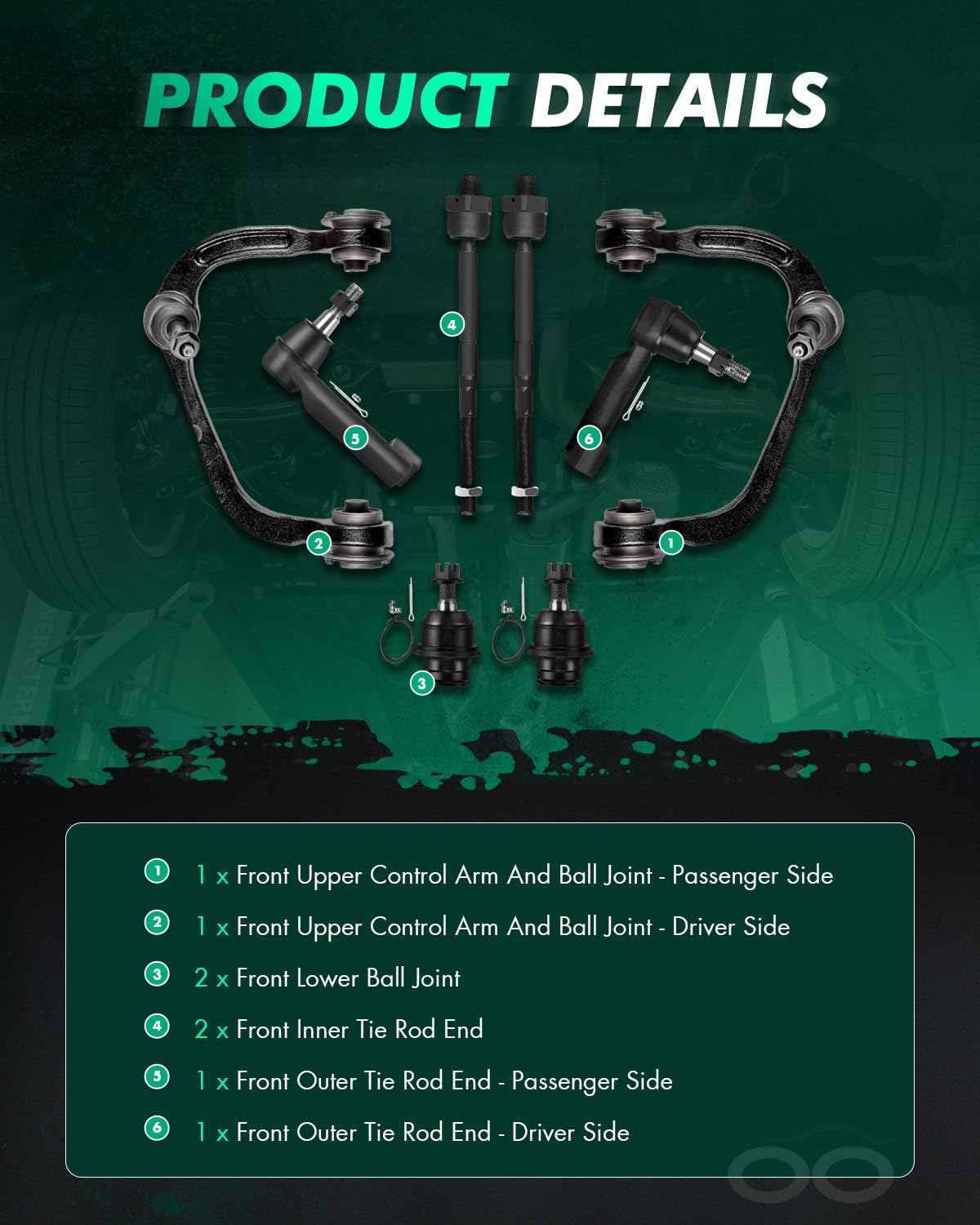 SCITOO 8pcs Front Suspension Kit Upper Control Arm w/Ball Joints Inner Outer Tie Rods Lower Ball Joints Fit 2009-2015 For Ford For F-150 2007-2015 For Ford Expedition For Lincoln Navigator
