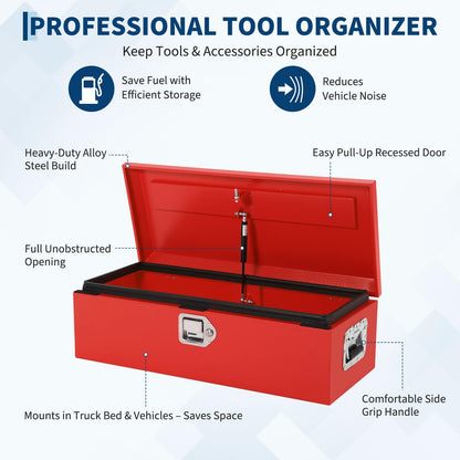GOCAPTAIN Heavy Duty Steel Metal Tool Box 48" for Truck Bed, Locking Plate Crossbed Storage Chest with Gas-Strut Assisted Lid, Weather-Resistant Truck Bed Tool Box for Pickup, Trailer, RV