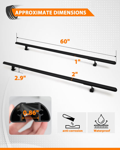 MELIPRON 60" Truck Topper Roof Rack for Pickup Truck Cap, Heavy Duty Aluminum Camper Shell Ladder Rack for Kayak/Canoe, 500lbs, Drilling Required