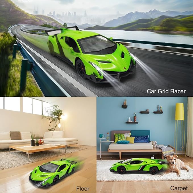 QUN XING Remote Control RC CAR Racing Cars Lambo Officially Licensed 1:24 Toy RC Cars Model Vehicle for Boys 5678 Years Old Green