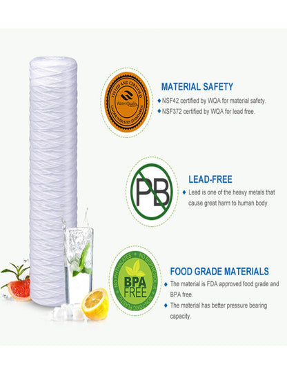 CFS – 6 Pack String Wound Sediment Water Filter Cartridges Compatible with WHKF-WHSW Models – Remove Bad Taste & Odor – Whole House Replacement Water Filter Cartridge, 5 Micron - White